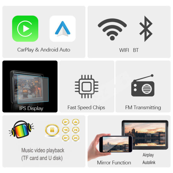 7 IPS Car Smart Screen Wireless Carplay Auto Mobile Phone Projection Screen Navigation – Bild 4